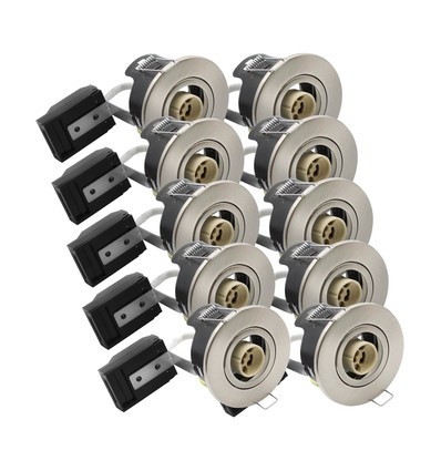 10 stk. GU10 Downlight - Satin nikkel, IP20