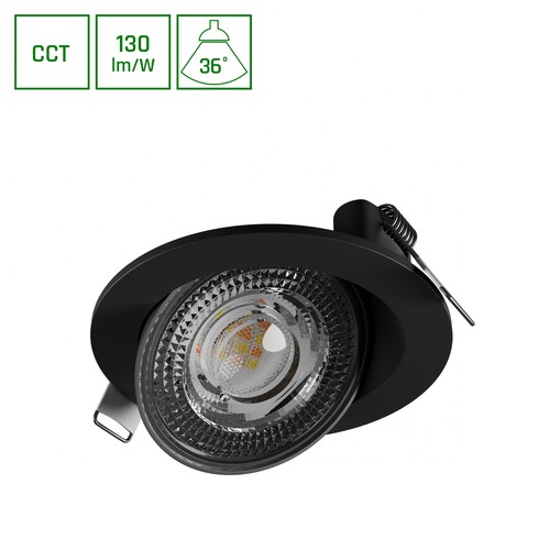 Ø105x35 mm Mobilo taklampe 6,5W - LED, CCT, 230V, 36°, IP20, svart, rund