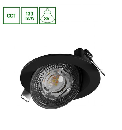 Ø105x35 mm Mobilo taklampe 6,5W - LED, CCT, 230V, 36°, IP20, svart, rund