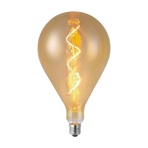 E27 4W LED spiral filament pære - A160, Amber glass, 2700K, 250lm