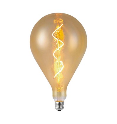 E27 4W LED spiral filament pære - A160, Amber glass, 2700K, 250lm