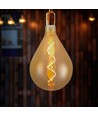 E27 4W LED spiral filament pære - A160, Amber glass, 2700K, 250lm