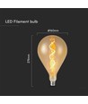 E27 4W LED spiral filament pære - A160, Amber glass, 2700K, 250lm