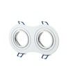 GU10 dobbelt innbyggingsspot - Rund, hvit, aluminium, IP20, Hull: 155x75 mm, Mål: 173x91 mm