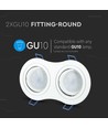 GU10 dobbelt innbyggingsspot - Rund, hvit, aluminium, IP20, Hull: 155x75 mm, Mål: 173x91 mm