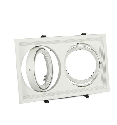 Dobbel AR111 innbyggingsspot - Hvit, 174x325mm, IP20, uten lyskilde