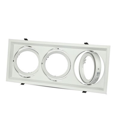 3-hulls AR111 innbyggingsspot - Hvit, aluminium, hull: 455x168mm, uten lyskilde