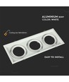 3-hulls AR111 innbyggingsspot - Hvit, aluminium, hull: 455x168mm, uten lyskilde