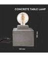 Betong firkantet bordlampe - E27 sokkel, Ø16cm, 2m ledning med bryter, grå betong