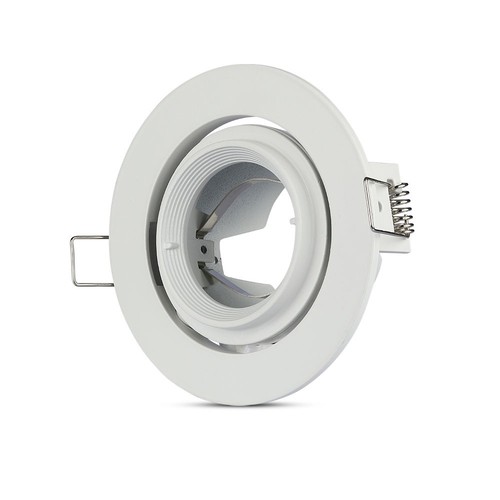 GU10 innbyggingsspot med 30° vippbar ring - Rund, hvit, aluminium, hull: Ø9,3 cm, mål: Ø10,2 cm, IP20 innendørs