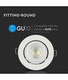 GU10 innbyggingsspot med 30° vippbar ring - Rund, hvit, aluminium, hull: Ø9,3 cm, mål: Ø10,2 cm, IP20 innendørs