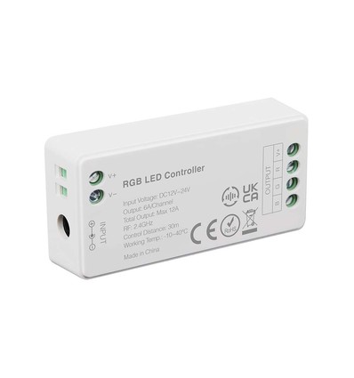 RGB+W WiFi controller til LED strips - 12V/24V, 12A, hvit, app styrt