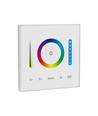 3-i-1 veggcontroller til RGB / RGBW / RGB+CCT - 12V-24V, RF 2.4GHz, 86x86mm, hvit, touch panel