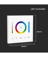 3-i-1 veggcontroller til RGB / RGBW / RGB+CCT - 12V-24V, RF 2.4GHz, 86x86mm, hvit, touch panel