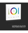 3-i-1 veggcontroller til RGB / RGBW / RGB+CCT - 12V-24V, RF 2.4GHz, 86x86mm, hvit, touch panel