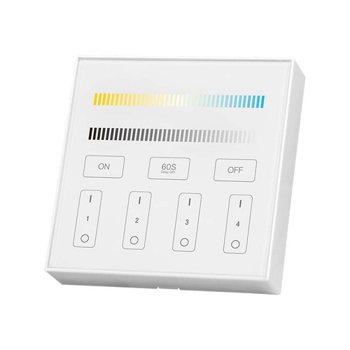 4-sone WiFi/WLAN touch panel til LED strips - 12V/24V, hvit, 86x86mm, til single color og CCT