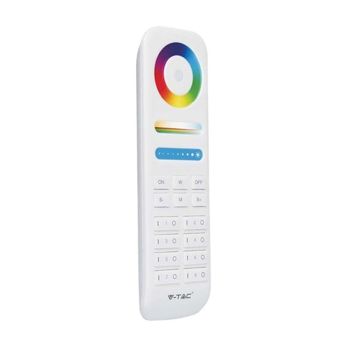 8-soners fjernkontroll til LED - 3V, hvit, touch fargehjul, 2.4GHz, passer til LED strips