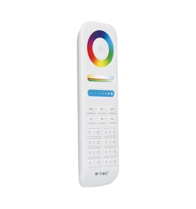 8-soners fjernkontroll til LED - 3V, hvit, touch fargehjul, 2.4GHz, passer til LED strips