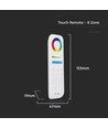 8-soners fjernkontroll til LED - 3V, hvit, touch fargehjul, 2.4GHz, passer til LED strips