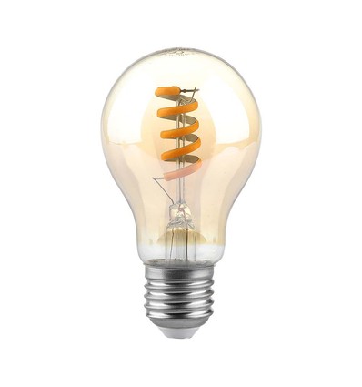 E27 4W LED-pære - Spiral kulltråd, ravfarget glass, 1800K