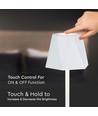 1,5W oppladbar LED bordlampe, 5V - Hvit, 4-trinns dimbar, inkl. USB-C kabel