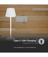 1,5W oppladbar LED bordlampe, 5V - Hvit, 4-trinns dimbar, inkl. USB-C kabel