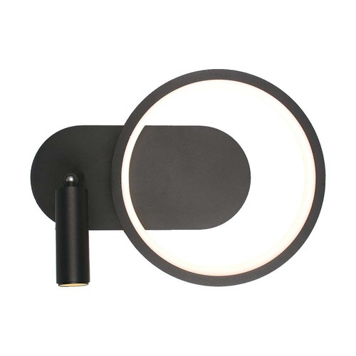 14W designer vegglampe i metall - 1500lm, sort, 360 grader, IP20, inkl. lyskilde