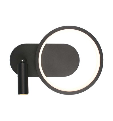 14W designer vegglampe i metall - 1500lm, sort, 360 grader, IP20, inkl. lyskilde