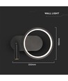 L250 VT-7906 vegglampe 14W - LED, metall lampeskjerm, 4000K, svart, B100xH180mm