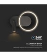 14W designer vegglampe i metall - 1500lm, sort, 360 grader, IP20, inkl. lyskilde