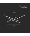 38W LED taklampe - 85x85cm, dimbar, sort, 4000K, moderne design