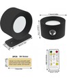 Oppladbar vegglampe CCT - 4,5W, Matt svart, rund, 360° roterbar, IP20, inkl. lyskilde