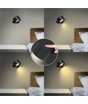 Oppladbar vegglampe CCT - 4,5W, Matt svart, rund, 360° roterbar, IP20, inkl. lyskilde