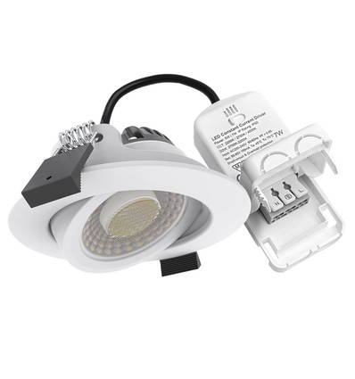 7W Innfellingsspot RA96, DimToWarm+CCT, Dimbar - Hull: Ø6,8 cm, Mål: Ø8,3 cm, Hvit kant