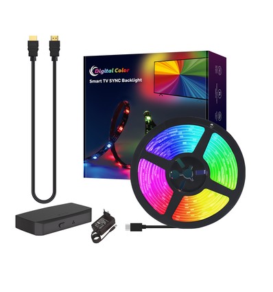 TV Sync LED-stripe - 3,8m, HDMI-boks