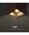 9W LED Solcelle vegglampe - IP65, CCT, 3 lysfarger, PIR-sensor, cortenfarget hus