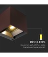9W LED Solcelle vegglampe - IP65, CCT, 3 lysfarger, PIR-sensor, cortenfarget hus