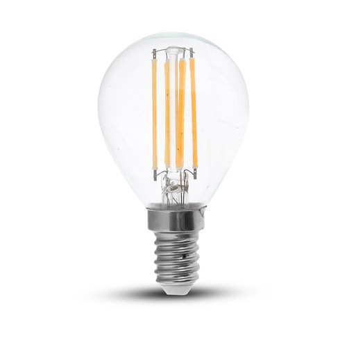 E14 6W filament LED kronepære - P45, 600lm, klart glass, Samsung LED chip
