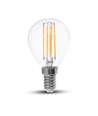 E14 6W filament LED kronepære - P45, 600lm, klart glass, Samsung LED chip