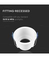 GU10 innfellingsspot - Rund, hvit, aluminium, honeycomb, anti-glare, IP20, Hull: Ø8 cm, Mål: Ø9 cm
