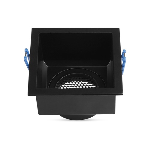 GU10 innfellingsspot, kvadratisk sort - Honeycomb anti-glare, aluminium, hull: 80x80mm