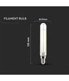 Vt-2204 LED-pære 4W E14 - T20, LED filament, klart glass, 6500K