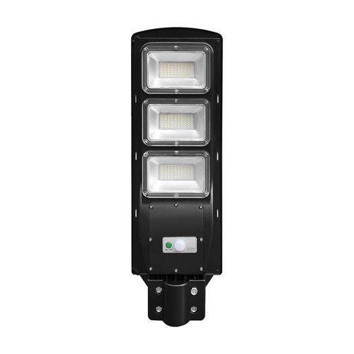 12W solcelle LED gatelampe - 1200lm, IP65, 6000K, sort, inkl. solcellepanel og batteri