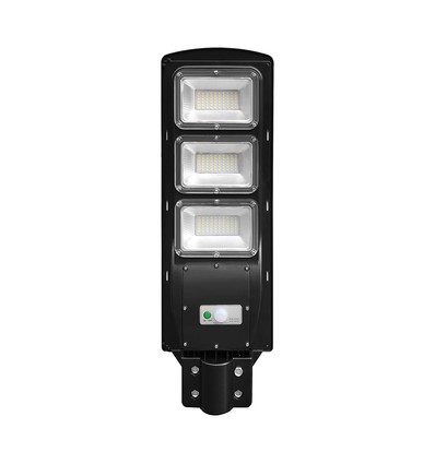 12W solcelle LED gatelampe - 1200lm, IP65, 6000K, sort, inkl. solcellepanel og batteri