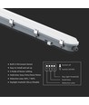 120cm 36W vanntett komplett LED armatur med sensor - 120lm/W, IP65, melkehvit cover, rustfrie clips