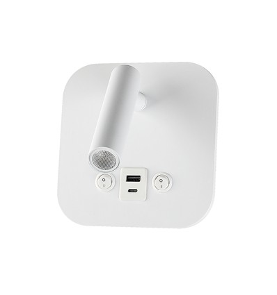 8W LED sengevegglampe med USB/PD lading - CREE chip, 3000K, hvit, inkl. lyskilde