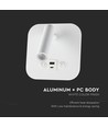 8W LED sengevegglampe med USB/PD lading - CREE chip, 3000K, hvit, inkl. lyskilde