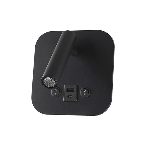 VT-80068 LED sengelampe 8W - med veggmontering og USB/PD lading, CREE-chip, 3000K, svart