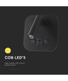 8W LED senge-vegglampe med USB-lading - Sort, 3000K, CREE chip, USB-A og USB-C