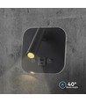 8W LED senge-vegglampe med USB-lading - Sort, 3000K, CREE chip, USB-A og USB-C